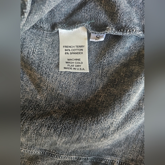 TESTIMONY Victorian Gold Button Jacket Womens Sz S Black Acid Wash French Terry. - Picture 15 of 16